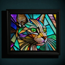 Watercolor Stained Glass Style Cat 5:4