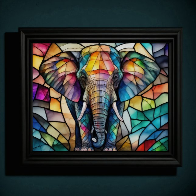 Watercolor Stained Glass Style Elephant 5:4 Poster (Creator Uploaded)