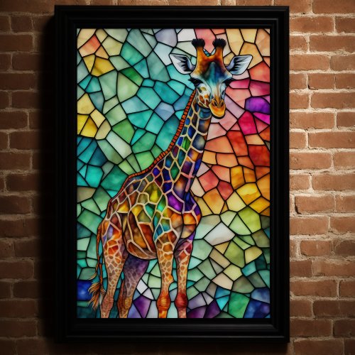 Watercolor Stained Glass Style Giraffe 23 Poster