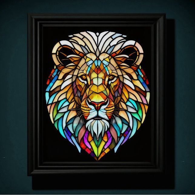 Watercolor Stained Glass Style Lion 5:4 Poster (Creator Uploaded)