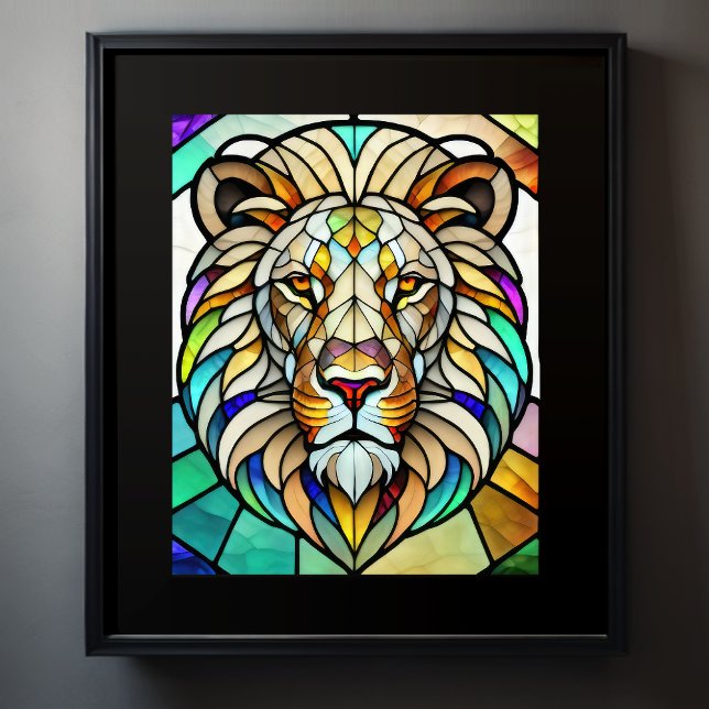 Watercolor Stained Glass Style Lion 5:4 Poster (Creator Uploaded)