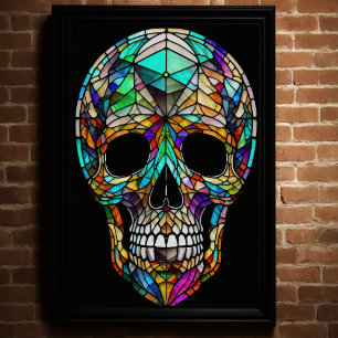 Watercolor Stained Glass Style Skull 2:3 Poster
