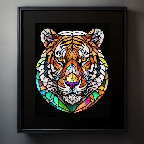 Watercolor Stained Glass Style Tiger 54 Poster