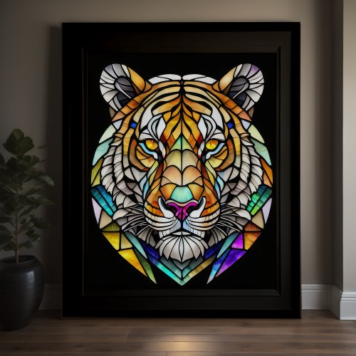 Watercolor Stained Glass Style Tiger 54 Poster