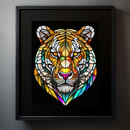 Watercolor Stained Glass Style Tiger 54 Poster