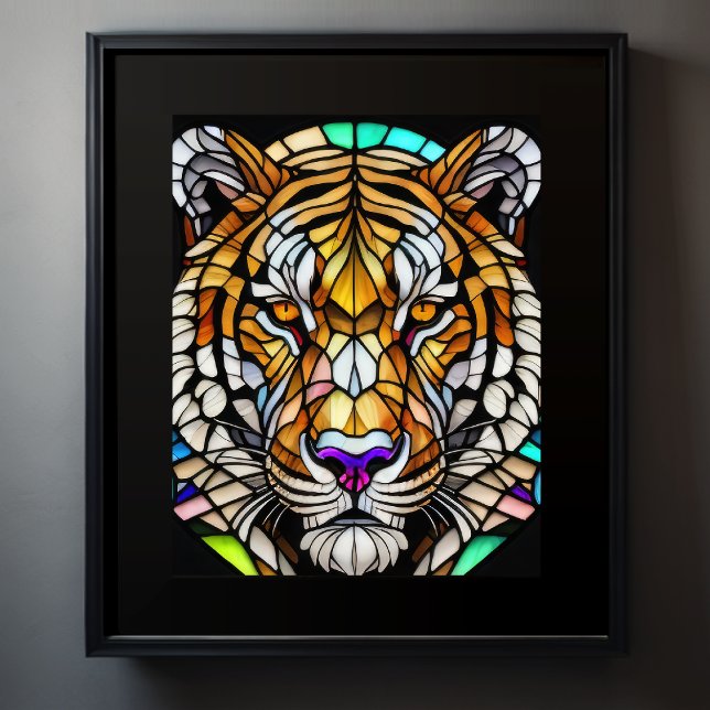 Watercolor Stained Glass Style Tiger 5:4 Poster (Creator Uploaded)