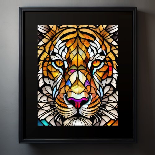 Watercolor Stained Glass Style Tiger 54 Poster