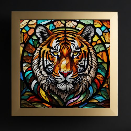 Watercolor Stained Glass Style Tiger Poster