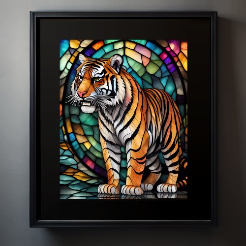 Watercolor Stained Glass Tiger 45 Poster