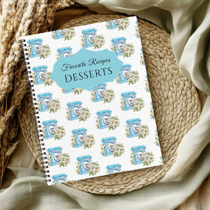 Watercolor Stand Mixer Pattern Favorite Recipes Notebook