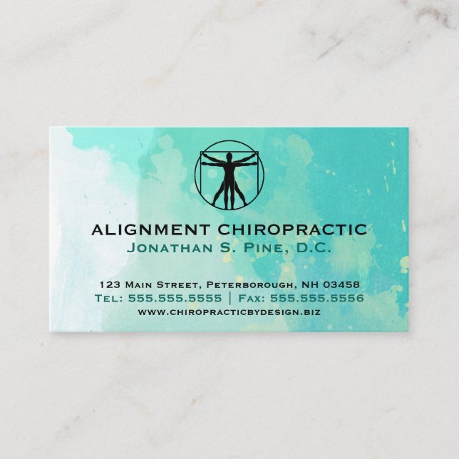 Watercolor Standard Chiropractic Business Cards (Front)