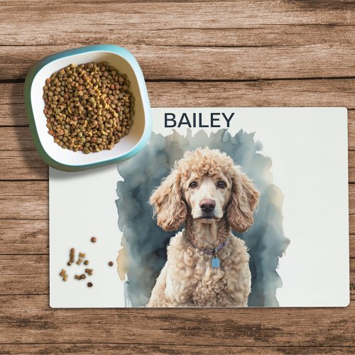 Watercolor Standard Poodle Dog Food Mat