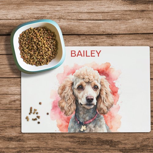 Watercolor Standard Poodle Dog Food Mat