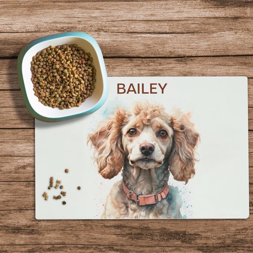 Watercolor Standard Poodle Dog Food Mat