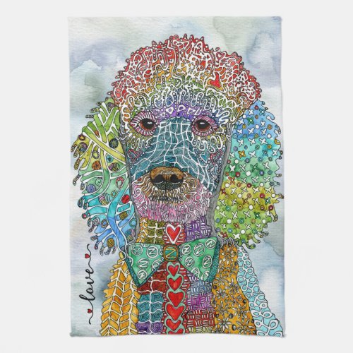 Watercolor Standard Poodle Painting Kitchen Towel