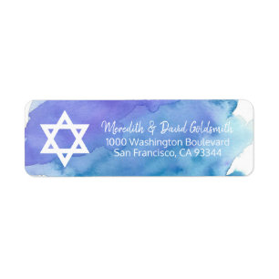 Watercolor Star of David Bar Mitzvah Return Label