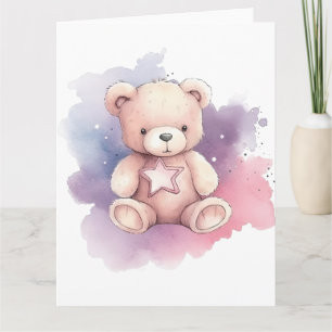 Watercolor Star Teddy Bear Card