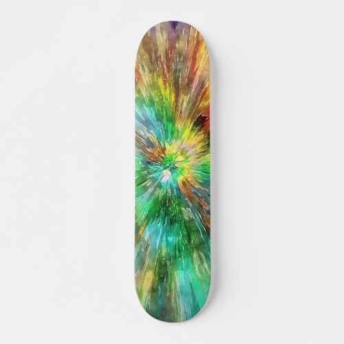 Watercolor Starburst Tie Dye Skateboard