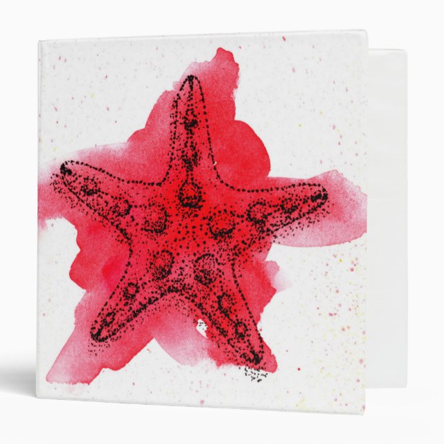 Watercolor Starfish 3 Ring Binder (Front/Inside)
