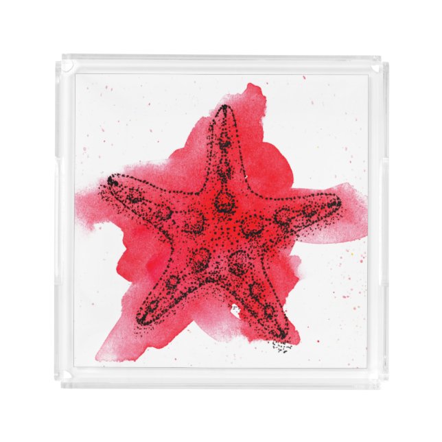 Watercolor Starfish Acrylic Tray (Front)