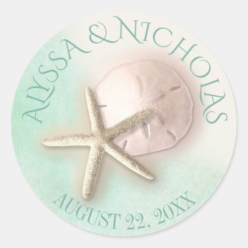 Watercolor Starfish and Sand Dollar Classic Round Sticker