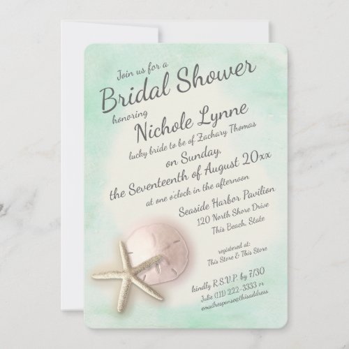 Watercolor Starfish and Sand Dollar Shower Invitation