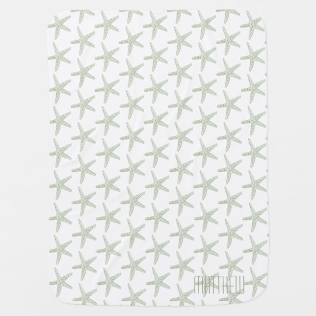 Watercolor Starfish Baby Blanket (Front)