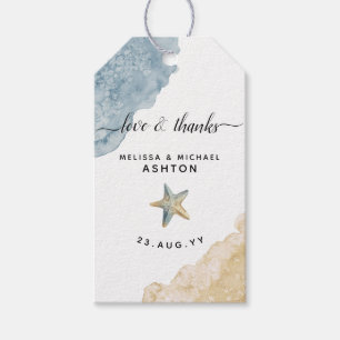 Watercolor Starfish Beach Coastal Wedding Favor Gift Tags