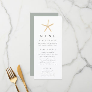 Watercolor Starfish Beach Minimalist Wedding Menu