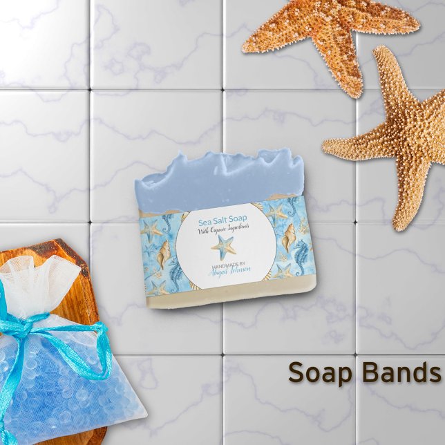 Watercolor Starfish Beach-Themed Soap Band Wrap (Creator Uploaded)