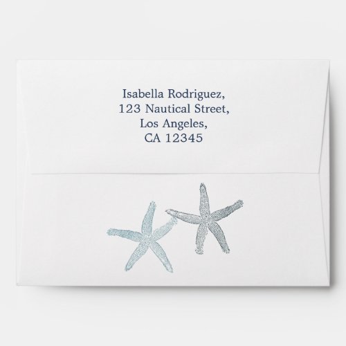 Watercolor Starfish Beach Wedding Envelope