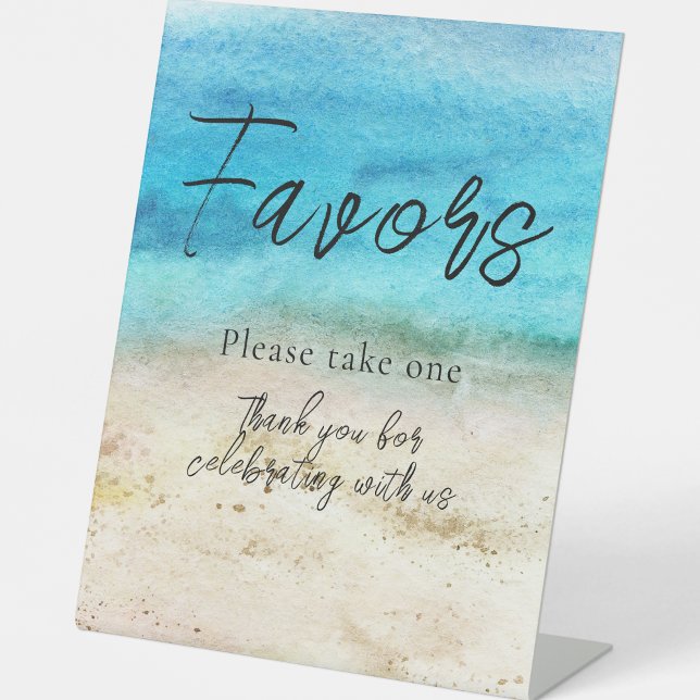 Watercolor Starfish Beach Wedding Favors Sign (Creator Uploaded)