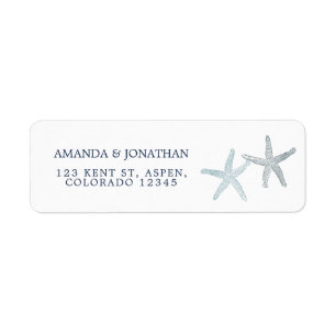 Watercolor Starfish Beach Wedding Label
