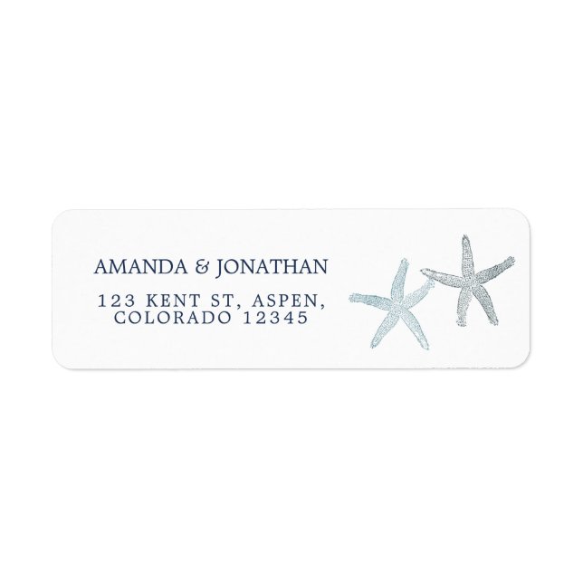 Watercolor Starfish Beach Wedding Label (Front)