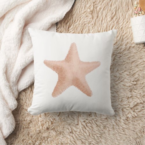 Watercolor Starfish Coastal Home Decor Throw Pillow