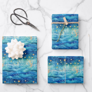 Watercolor Starfish Coastal Wrapping Paper Sheets