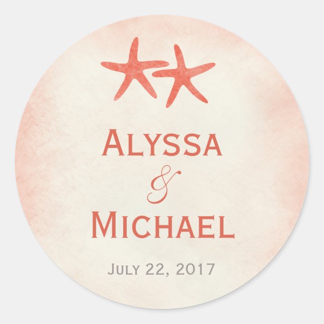 Watercolor Starfish Favor Sticker/Envelope Seal (Front)