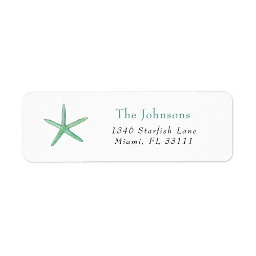 Watercolor Starfish Holiday Address  Label