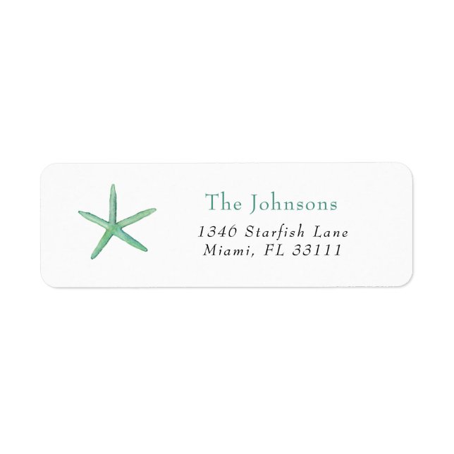 Watercolor Starfish Holiday Address  Label (Front)