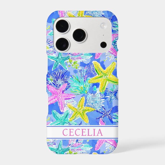 Watercolor Starfish Monogrammed Case-Mate iPhone Case (Back)
