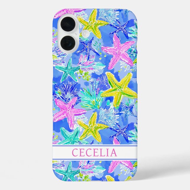Watercolor Starfish Monogrammed Case-Mate iPhone Case (Back)