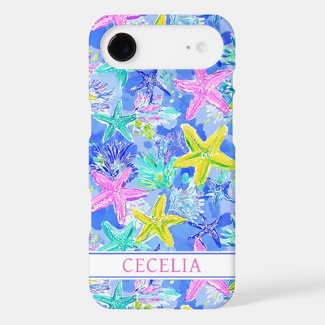 Watercolor Starfish Monogrammed Case-Mate iPhone Case (Back)