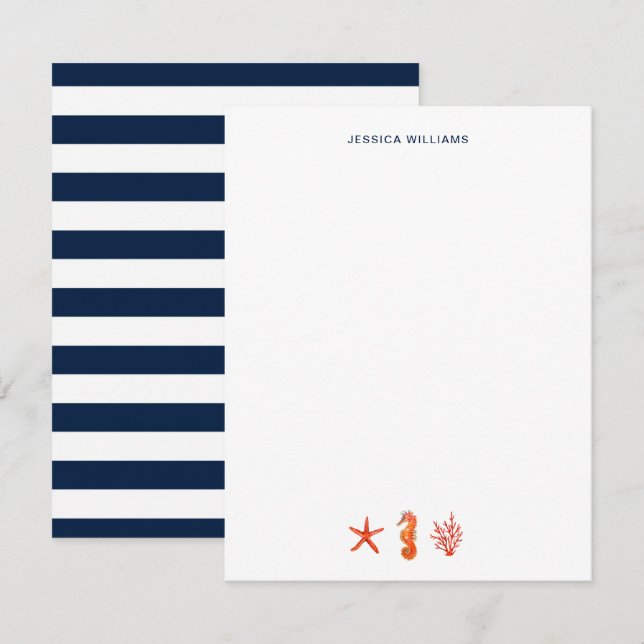 Watercolor Starfish nautical simple Personalized  Thank You Card (Front/Back)