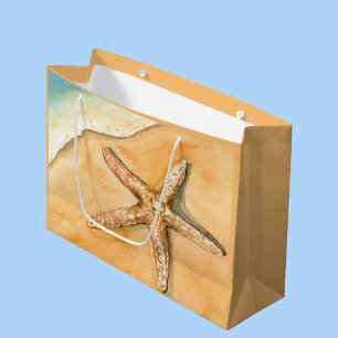 Watercolor Starfish On Beach Large Gift Bag