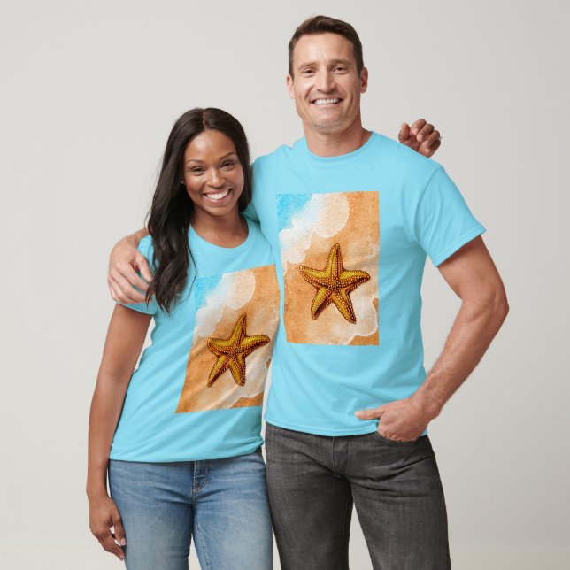 Watercolor Starfish on the Beach T-Shirt (Unisex)