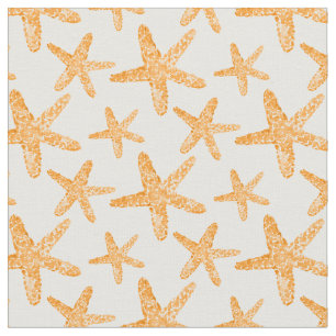 Watercolor Starfish Orange Pattern Fabric