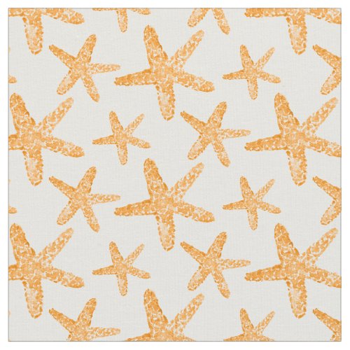 Watercolor Starfish Orange Pattern Fabric