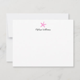 Watercolor Starfish Pink Personalized Stationery Note Card