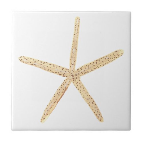 Watercolor Starfish Seashell Ceramic Tile