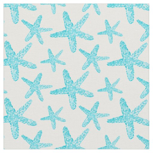 Watercolor Starfish Teal Pattern Fabric